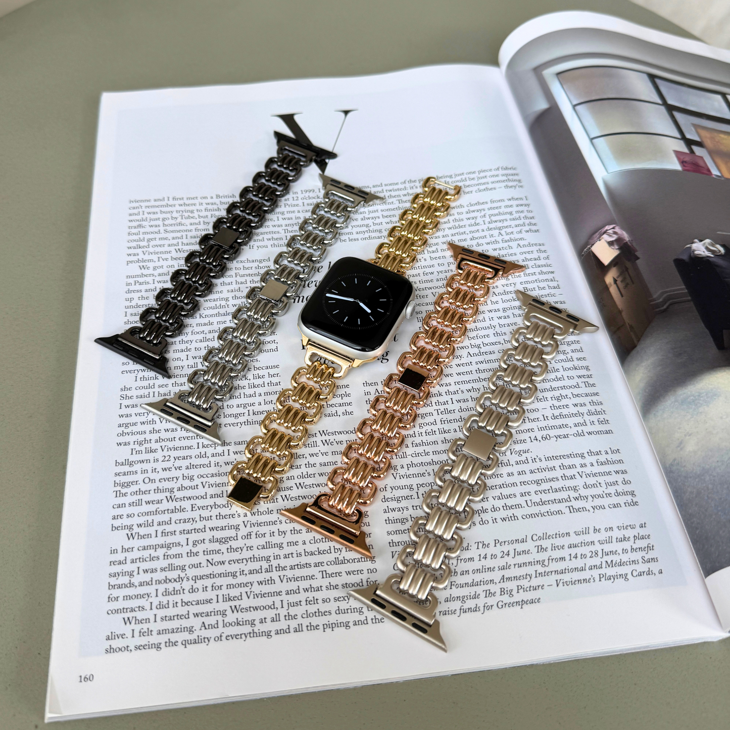 Feminine and luxurious Apple Watch band with a unique, high-end design. A statement piece for women who love elegance. Compatible with Apple Watch Series 1-10, SE, and Ultra.