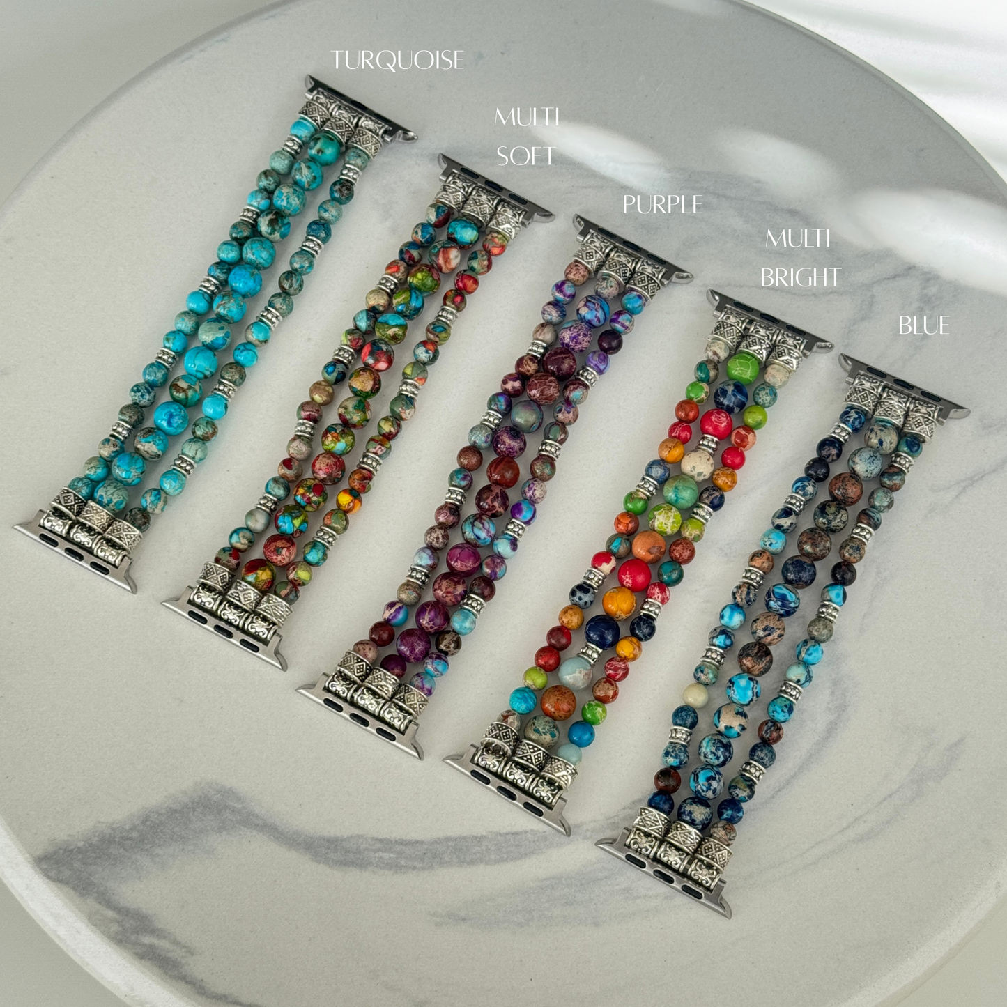 Women’s boho Apple Watch bracelet – stylish handmade beaded agate strap