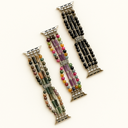 Women’s boho Apple Watch bracelet – stylish handmade beaded agate strap