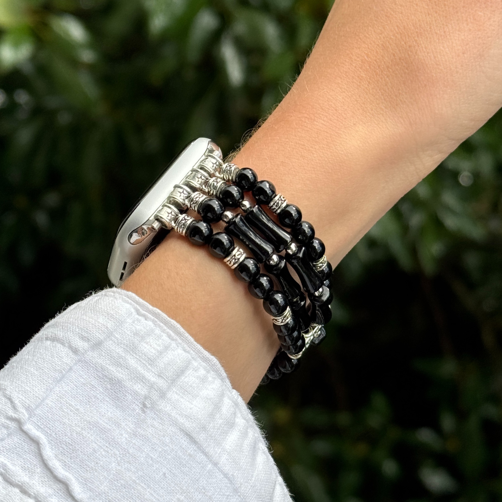 Women’s boho Apple Watch bracelet – stylish handmade beaded agate strap