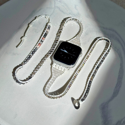 Boho chic jasper Apple Watch bracelet strap for women – handmade beaded design