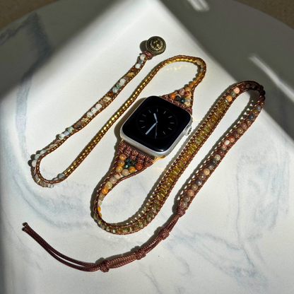 Women’s boho Apple Watch bracelet – stylish handmade beaded agate strap