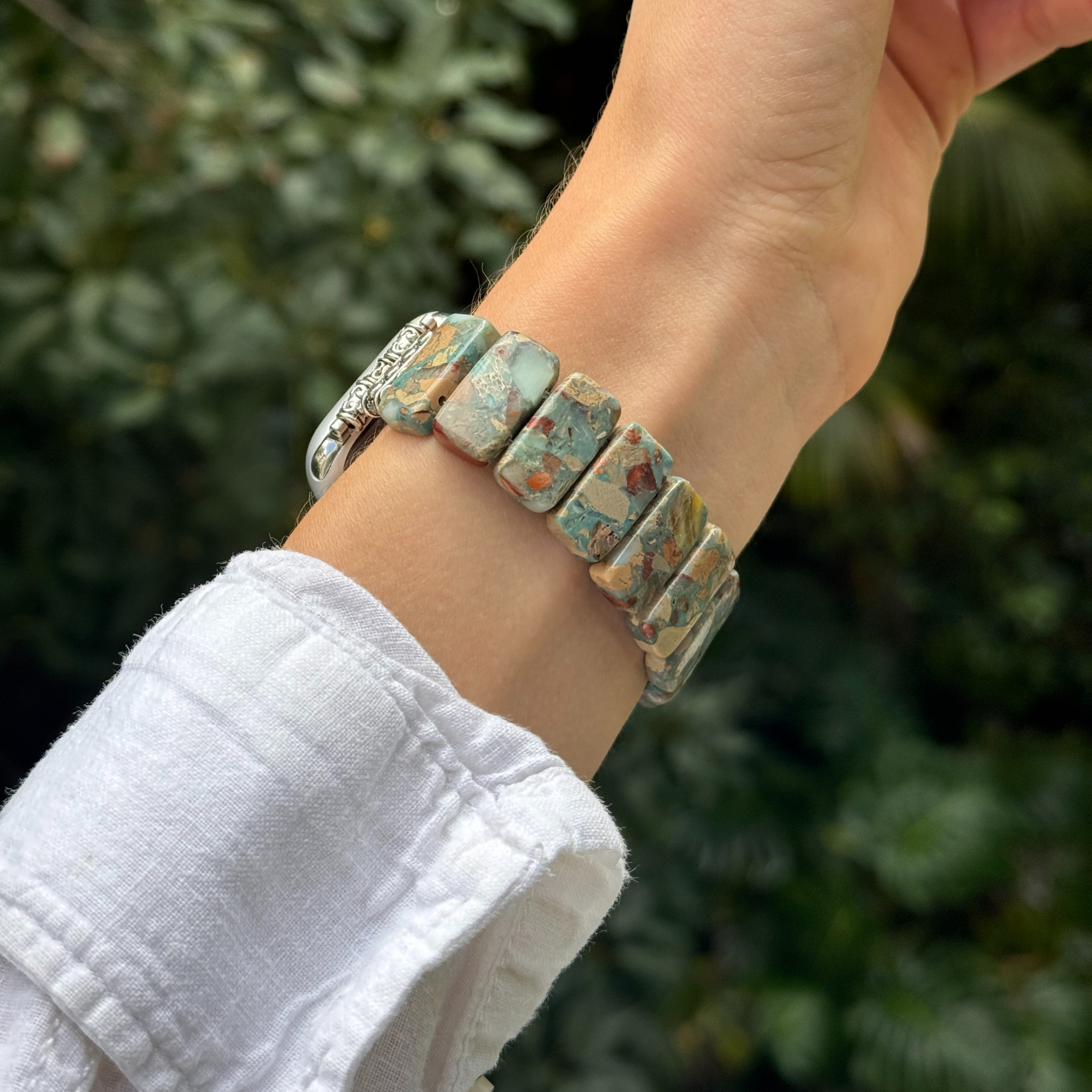 Terra handmade Jasper stone beaded Apple Watch band for women