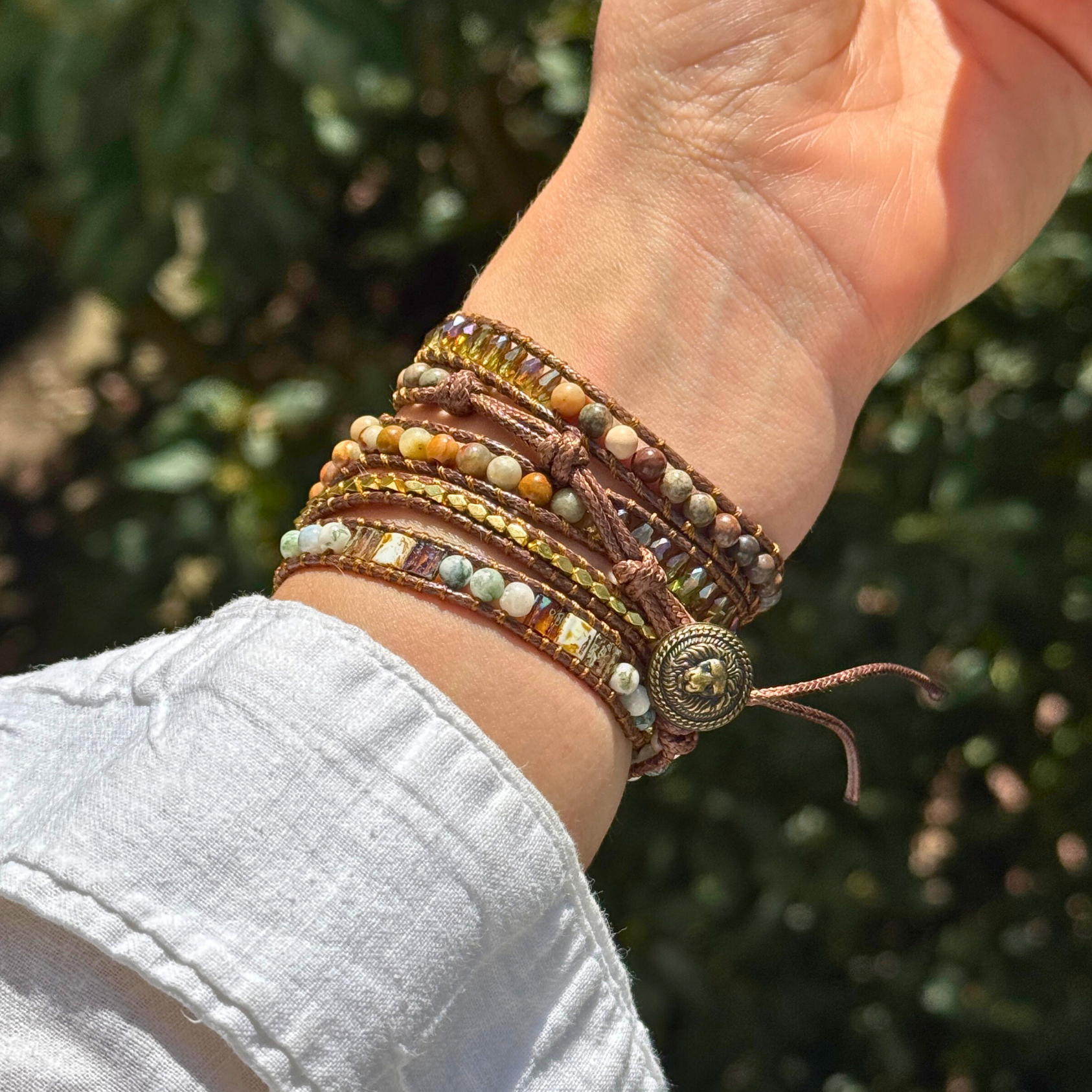 Boho Apple Watch band gift for her – handcrafted beaded agate bracelet strap