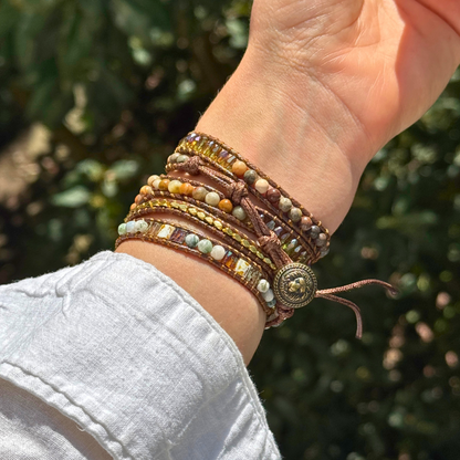 Boho Apple Watch band gift for her – handcrafted beaded agate bracelet strap