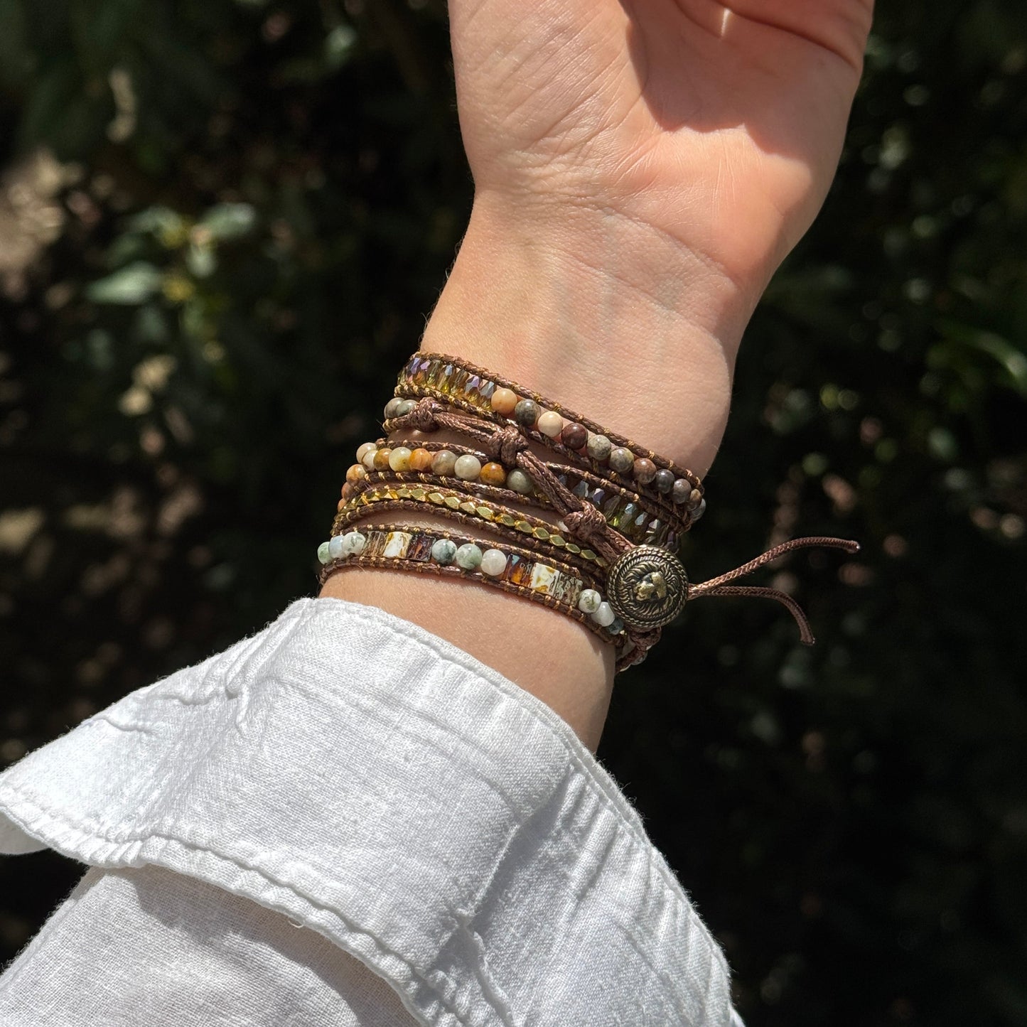 Women’s boho Apple Watch bracelet – stylish handmade beaded agate strap