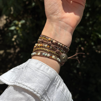 Women’s boho Apple Watch bracelet – stylish handmade beaded agate strap