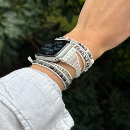 Boho chic jasper Apple Watch bracelet strap for women – handmade beaded design