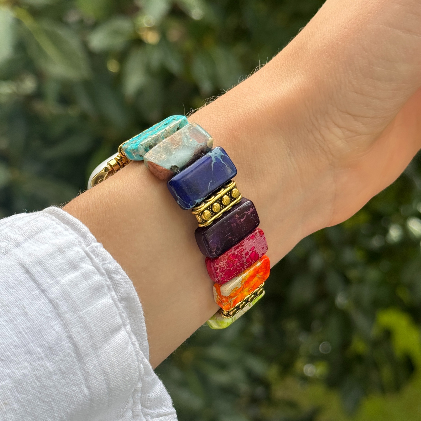 Terra handmade Jasper stone beaded Apple Watch band for women