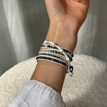 Boho chic jasper Apple Watch bracelet strap for women – handmade beaded design