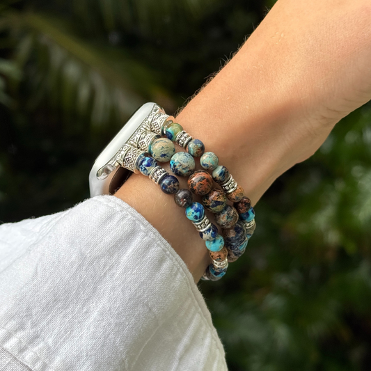 Women’s boho Apple Watch bracelet – stylish handmade beaded agate strap