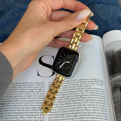 Slim and feminine Apple Watch band with a luxurious design, perfect for the clean girl aesthetic. Stylish, elegant, and compatible with Apple Watch Series 9, Series 8, Ultra, SE, and more